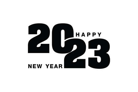 Happy New Year 2023 text design. for Brochure design template, card, banner. Vector illustration....