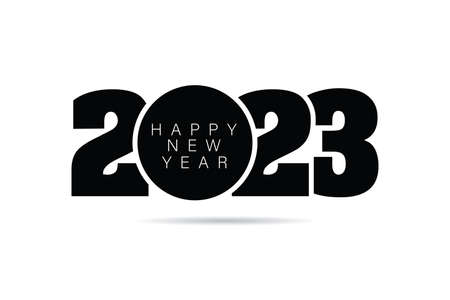 Happy New Year 2023 text design. for Brochure design template, card, banner. Vector illustration. Isolated on white background.のイラスト素材