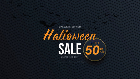 Halloween sale banner. Modern minimal design for Sales. Vector illustration.のイラスト素材