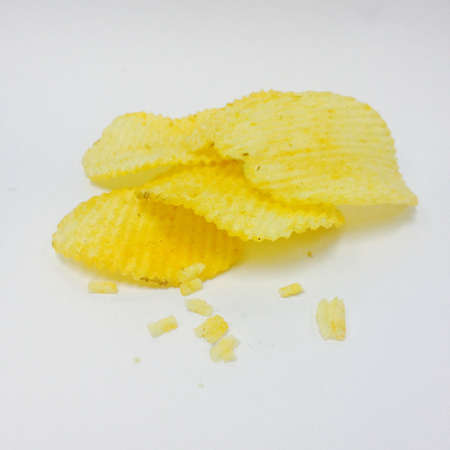 Potato chips on white backgroundの素材
