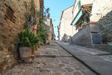 historical monuments street buildings,Tuscany, Marina di Grosseto, Castiglione Della Pescaia, Italy.