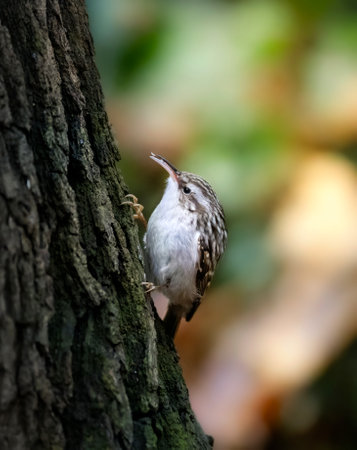 Short-toed Treecreeper - Certhia brachydactyla the slider climbs a tree in search of food.の写真素材