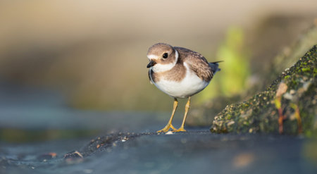 Charadrius dubius little ringed plover in natural habitat.の写真素材