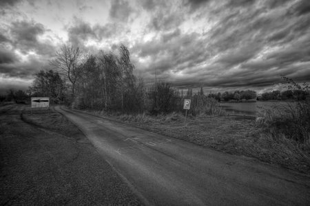 Hradec, Czech republic - November 07, 2021: autumnal way around pondのeditorial素材