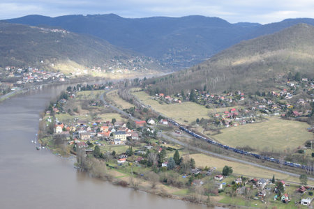 Dubicky, Czechia - February 21, 2023: spring valley of Labe from Doerell's viewpointのeditorial素材