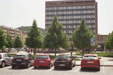 Vsetin, Czechia - May 28, 2023: view of Svoboda Square - analogのeditorial素材