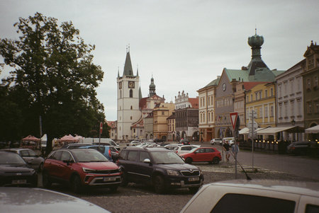 view of Peace Square in Litomerice on 31 July 2023 on analogue photoのeditorial素材