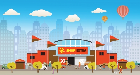 Shopping in the cityのイラスト素材