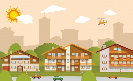 The tourist center in the Alpsのイラスト素材