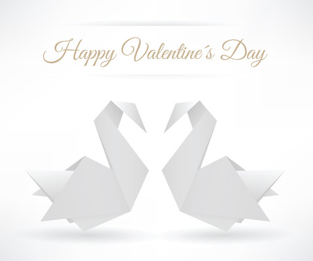 Swans origami  happy Valentine´s Day のイラスト素材