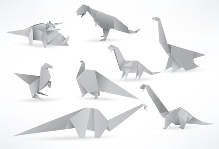 Origami dinosaursのイラスト素材