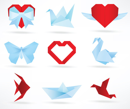 Origami animals   love symbolsのイラスト素材