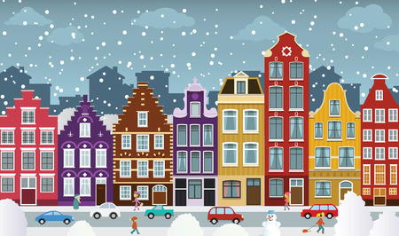 Dutch town in winterのイラスト素材