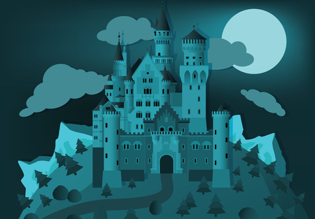 Fairytale castle in the nightのイラスト素材