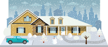 Family house in winterのイラスト素材