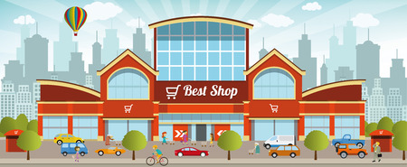 Shopping center in the cityのイラスト素材