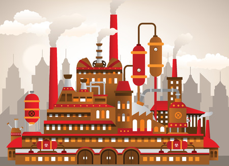 Vector illustration of colorful factoryのイラスト素材