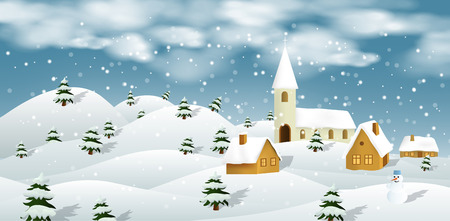 Vector illustration of winter landscapeのイラスト素材