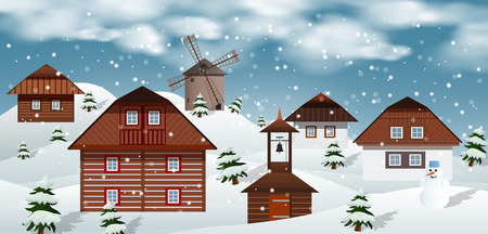 Vector illustration of winter landscapeのイラスト素材