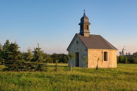 Chapel on the top of Red hill near the small town Budisov nad Budisovkou, Czechia.の写真素材