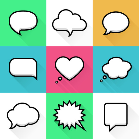 Speech and thought bubbles with space for text in flat line style. Elements website, mobile applicationsのイラスト素材