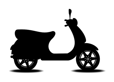 Ilustración de Silhouette of scooter on white background with shadow - Imagen libre de derechos