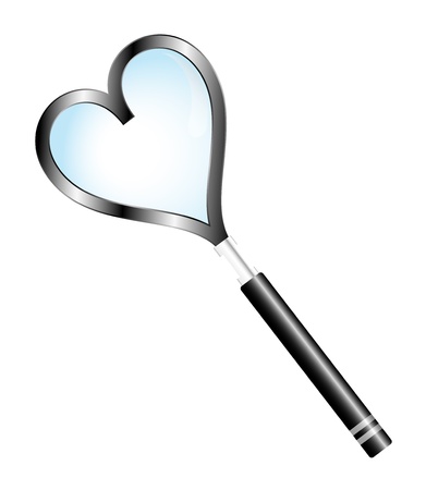 Magnifying glass with shape heartのイラスト素材