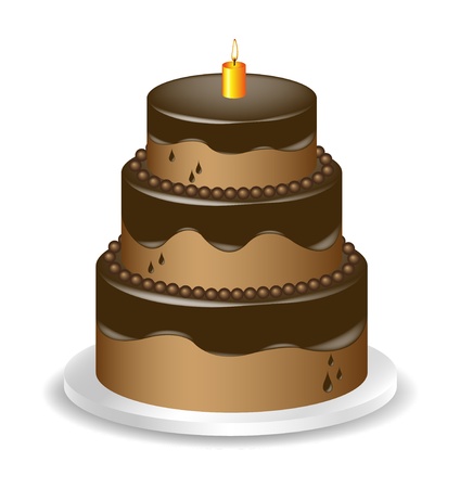 Chocolate cake with candle のイラスト素材