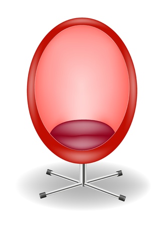 Red egg chair in retro style on white backgroundのイラスト素材