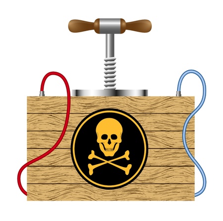 Bomb (detonation cabinet) with danger sign (skull symbol)のイラスト素材