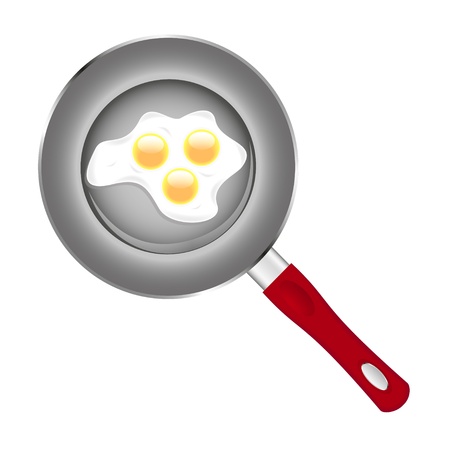 Fried egg on frying panのイラスト素材