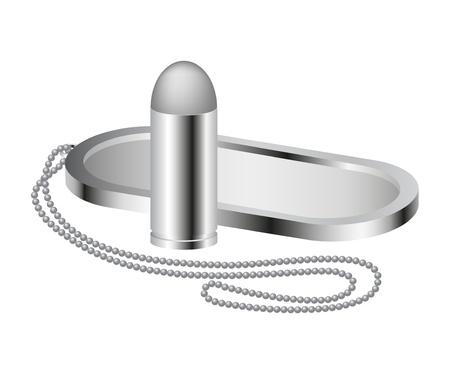Bullet and Military identity tag  with metal chain of spheres のイラスト素材