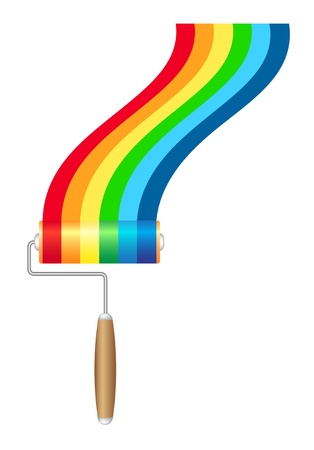 Paint roller brush with rainbow paintのイラスト素材