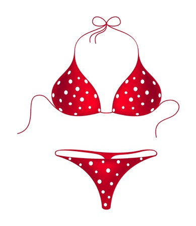 Red bikini suit with white dotsのイラスト素材