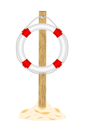 Life buoy with wooden standのイラスト素材