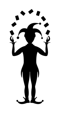 Silhouette of Joker playing with cardsのイラスト素材