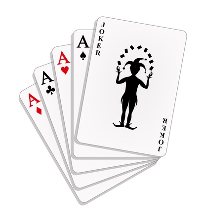 Playing cards - four aces and a joker のイラスト素材