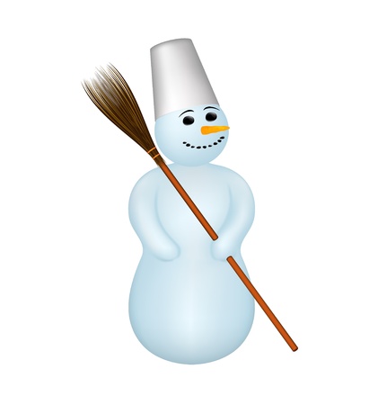 Snowman with a broomのイラスト素材