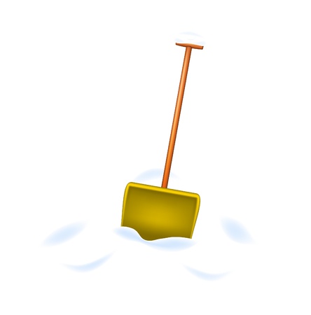 Snow shovel standing in snowのイラスト素材