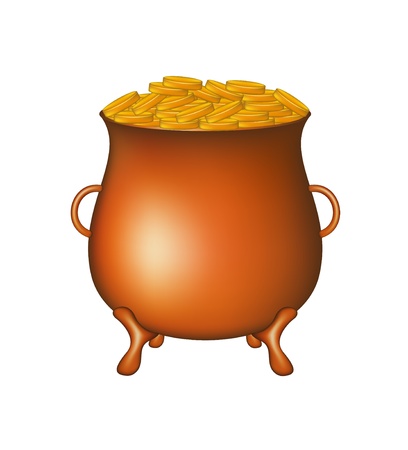 Pot with golden money coinsのイラスト素材