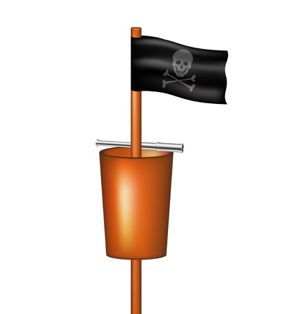 Pirate flag with a basket and a spyglassのイラスト素材