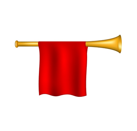 Trumpet with red flagのイラスト素材
