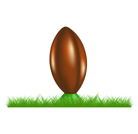 Retro rugby ball on kicking tee standing in grassのイラスト素材