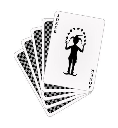 Black back side of playing cards and jokerのイラスト素材