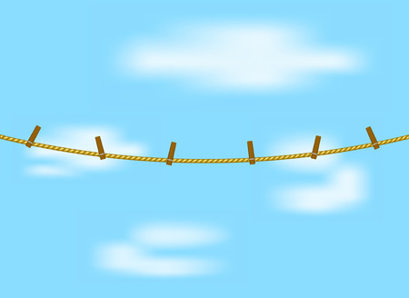 Clothespins on rope and blue skyのイラスト素材