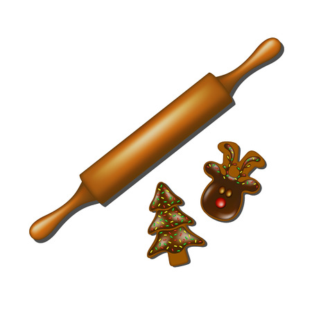 Roller and christmas cookiesのイラスト素材