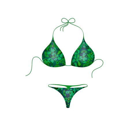 Bikini suit in green and blue military designのイラスト素材