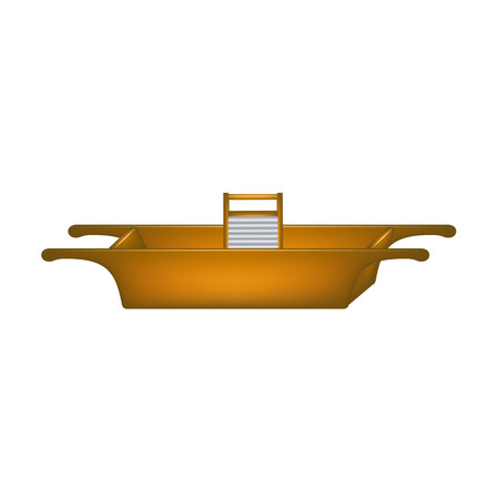 Old wooden washtub and wooden washboardのイラスト素材