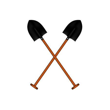 Two crossed garden spadefuls with wooden handleのイラスト素材