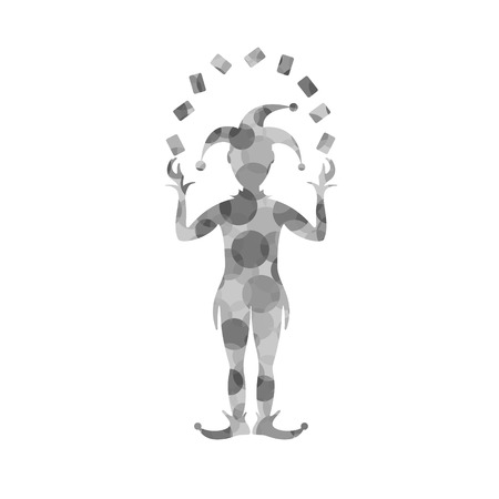 Silhouette of joker playing with cards in different colorsのイラスト素材